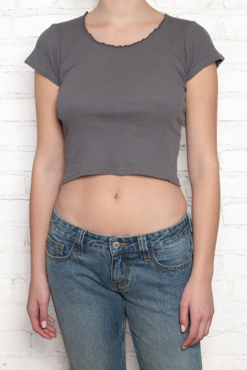 Hauts Brandy Melville McKenna Dentelle Grise Foncé | NYT-70109570